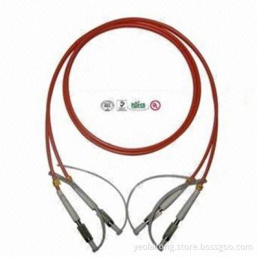 DIN fiber patch cord, active device termination
